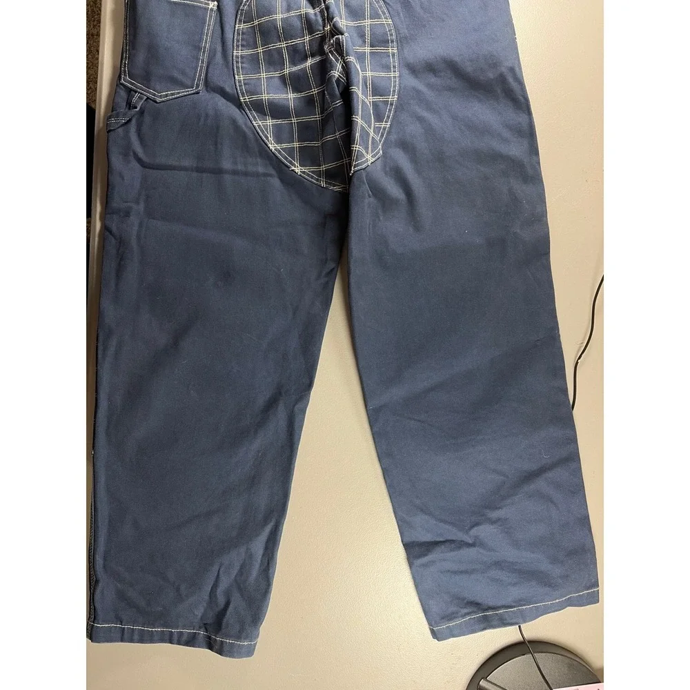 OTW by Vans Double Knee Carpenter Pants Mens 30 Navy Grid Waffle Contrast Stitch